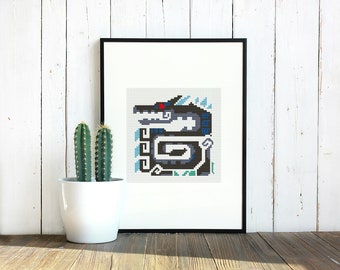 PATTERN - Abyssal Lagiacrus Icon | Cross Stitch Pattern | Instant Download PDF