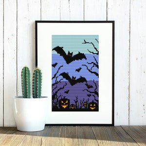 PATTERN - Halloween Bats and Pumpkins | Cross Stitch Pattern | Instant Download PDF