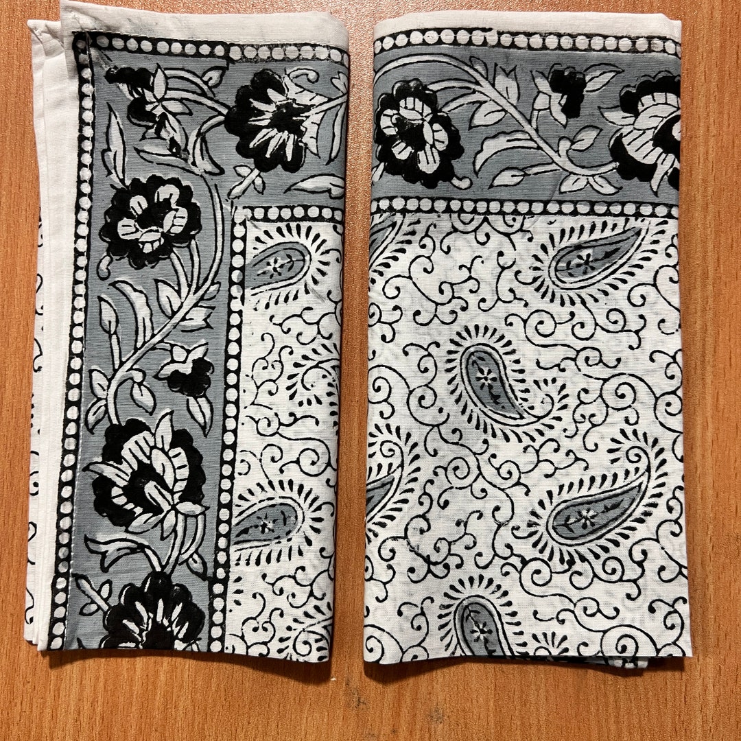 Block Print Napkin Set Cotton Napkins Boho Table Setting Etsy