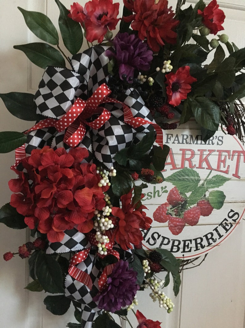 Wreath Raspberry Raspberry Wreath, Grapevine, Summer, Fall, Fruit, Country Cottage ...