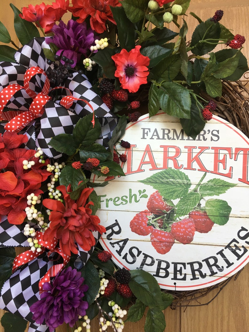 Raspberry Wreath, Grapevine, Summer, Fall, Fruit, Country Cottage ...