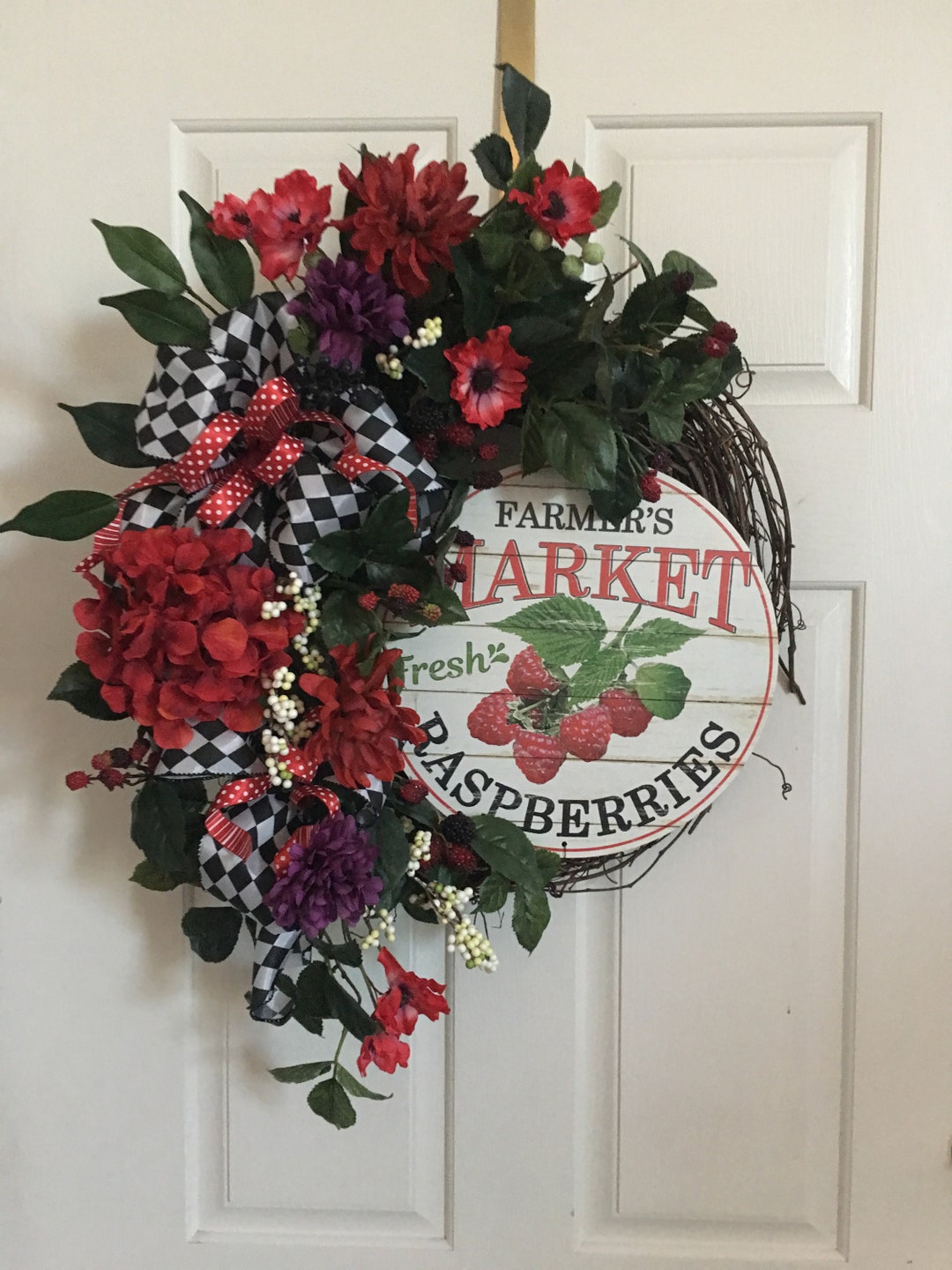 Wreath Raspberry Raspberry Wreath, Grapevine, Summer, Fall, Fruit, Country Cottage ...