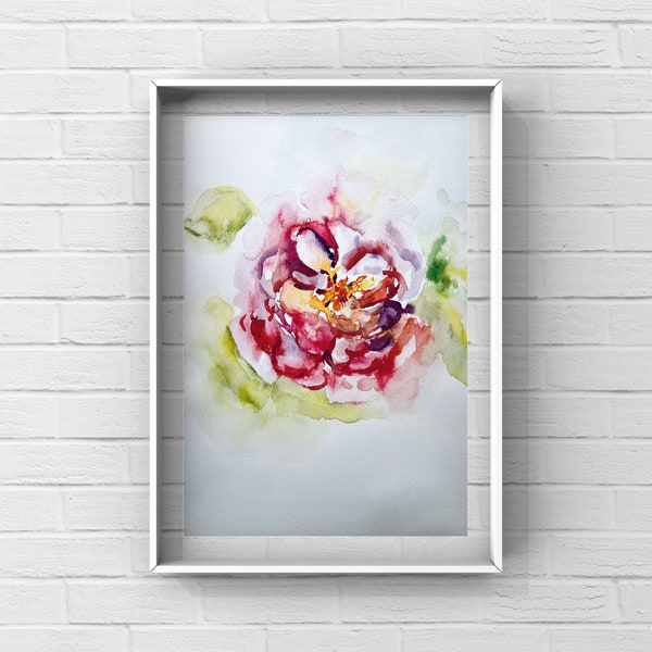 Botanical Art-9x12 -Floral Watercolor Painting-Original Art-Colorful Decor