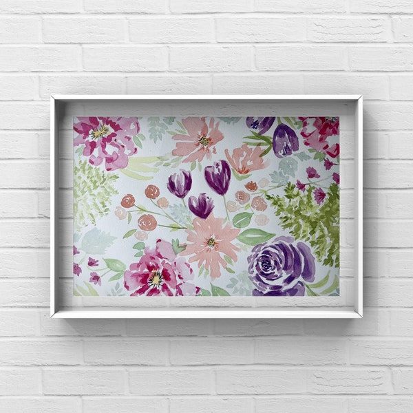 Floral Print - 11x14 - Carnation - Rose - Flower - Floral - Watercolor - Wall Art