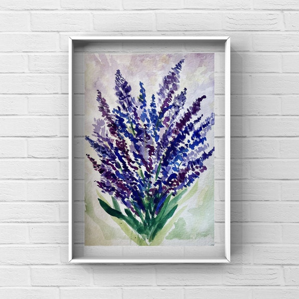 Lavender Watercolor - 8x10 - Original Art - Purple Watercolor