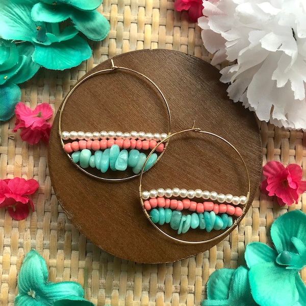Tres Chic Turquoise Coral Earrings main image 1