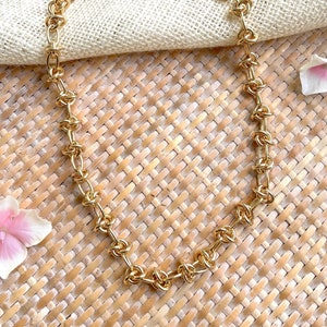 Chunky Gold Link Chain Layering Necklace / Adjustable Chunky Chain Necklace / Gold Plated Chain Necklace 18 Inch / Knotted Detail Chain image 2