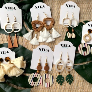 Raffia Tassel Earrings, Woven Rattan Earrings, White Tassel Earrings, Summer Statement Earrings, Neutral Statement Earrings image 8