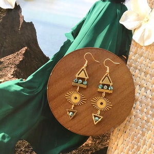 Turquoise Bohemian Statement Earrings / African Turquoise Beaded Celestial Earrings / Turquoise Evil Eye Earrings / Bohemian Jewelry Gift image 2