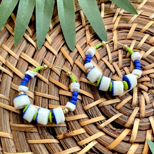 Colorful African Beaded Hoop Earrings / Unique Boho Statement Hoops / Cobalt Blue Hoop Earrings / Bohemian Jewelry Gift for Her / Seed Bead image 7