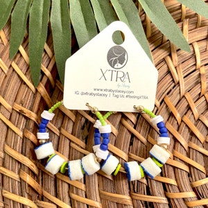 Colorful African Beaded Hoop Earrings / Unique Boho Statement Hoops / Cobalt Blue Hoop Earrings / Bohemian Jewelry Gift for Her / Seed Bead image 5
