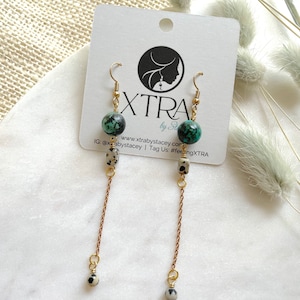 Turquoise Long Beaded Earring / Beaded Chain Dangle Earrings / Bohemian Statement Earrings / Boho Beaded Long Earrings / Boho Chain Earrings image 5