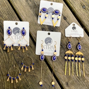 Long Elegant Vintage Style Chandelier Earrings / Royal Blue Statement Earrings / Art Nouveau Beaded Earrings / Unique Cobalt Blue Dangle image 10