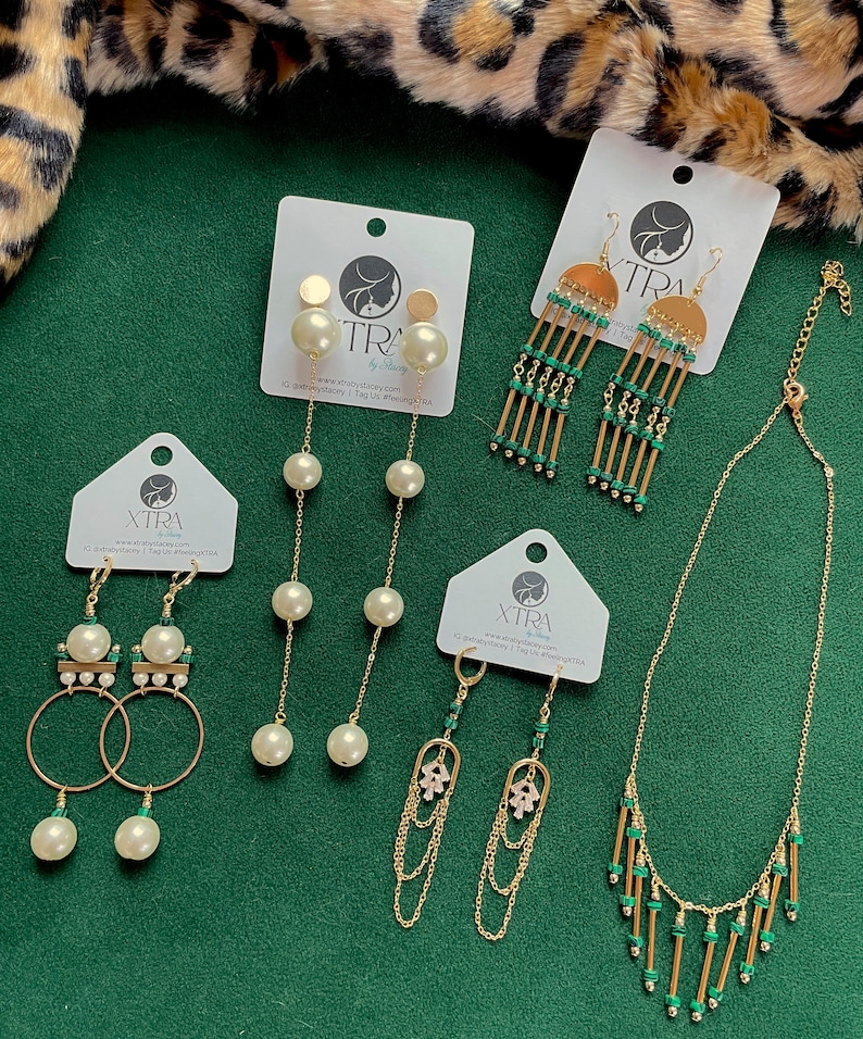 Art Deco Party Earrings / Gold Arch Earrings / Chain Earrings / Malachite / Green / Chandelier Arch Statement Earrings / Christmas Earrings image 9