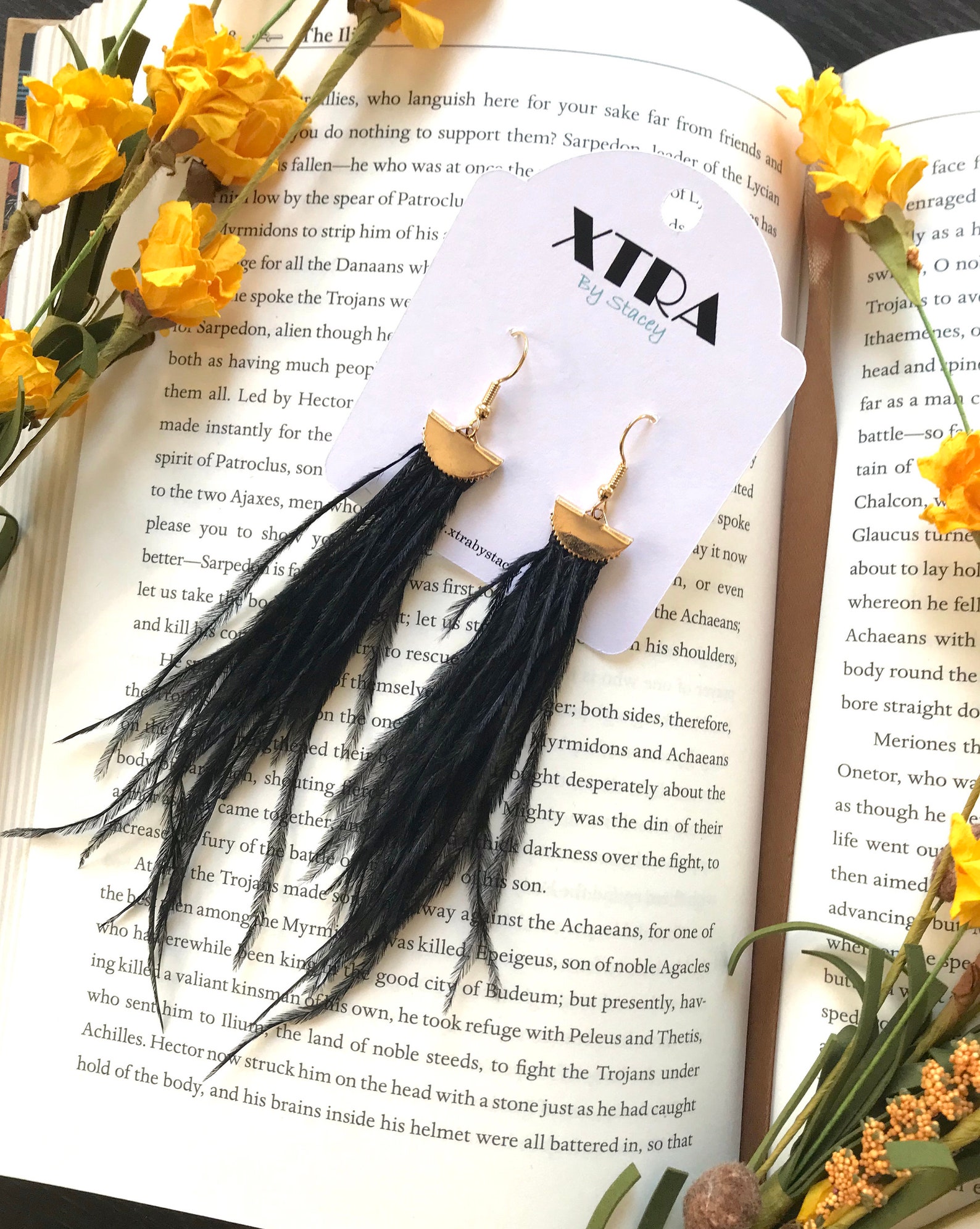 Luxury Ostrich Feather Handmade Earrings Gothic Jewellery