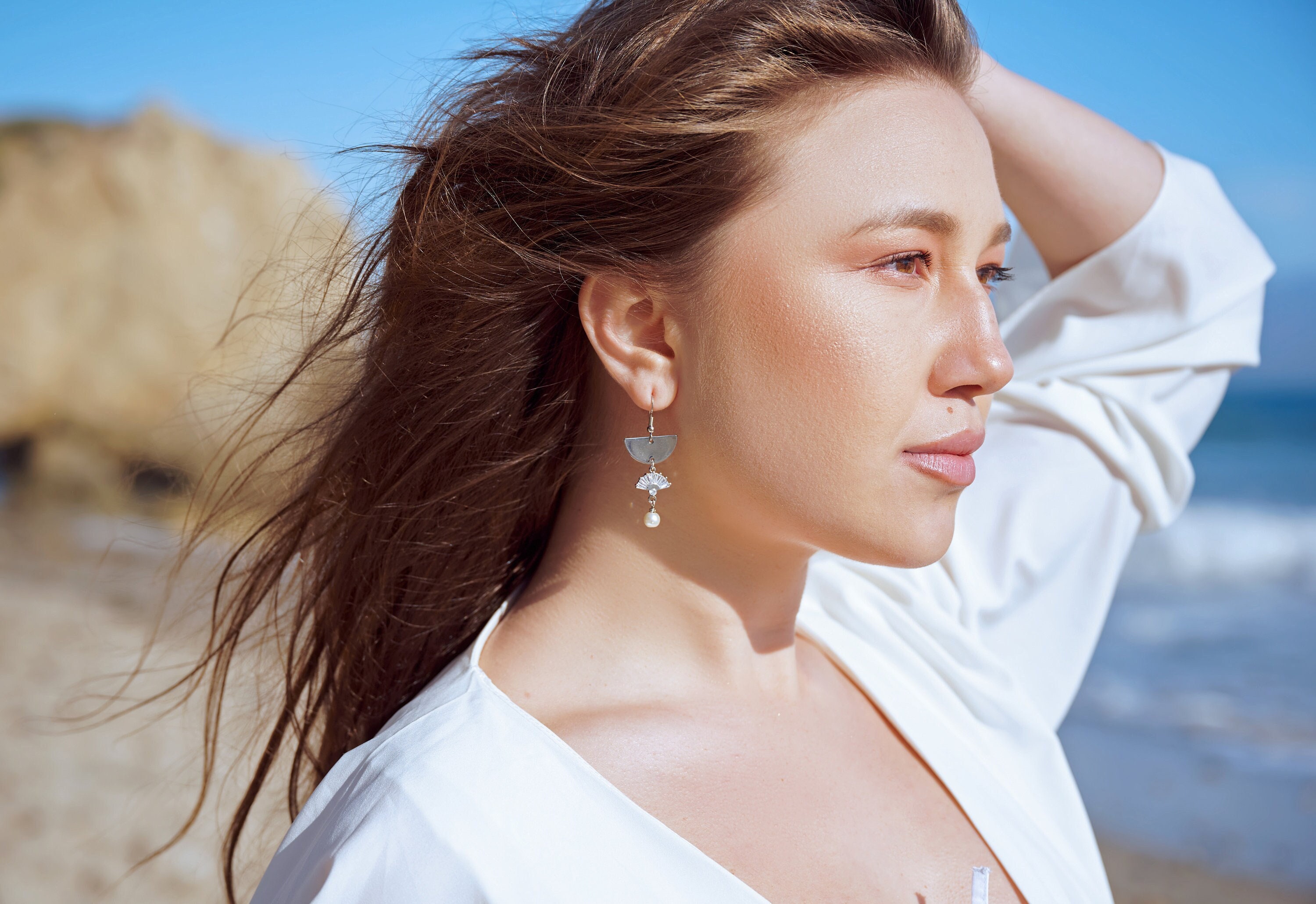 Silver Pearl Drop Earrings