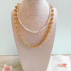 Chunky Gold Link Chain Layering Necklace / Adjustable Chunky Chain Necklace / Gold Plated Chain Necklace 18 Inch / Knotted Detail Chain image 8