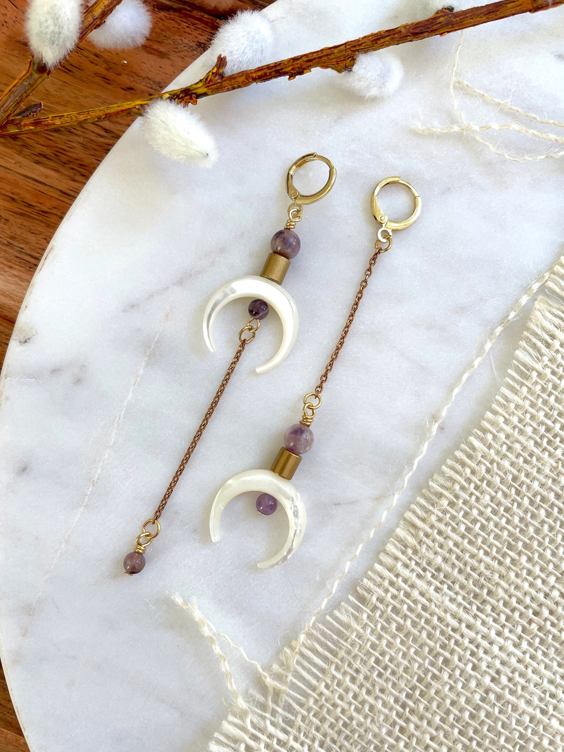Horn Crescent Earrings - Etsy