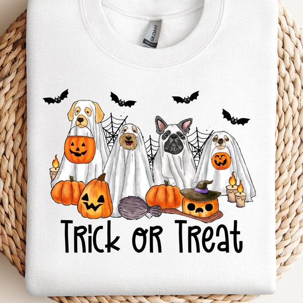 Trick or Treat Dogs PNG, Dog Ghosts, Spooky Dogs SVG, Halloween Dogs PNG, Cute Halloween Dogs, Halloween png, Trick or Treat svg, Spooky png