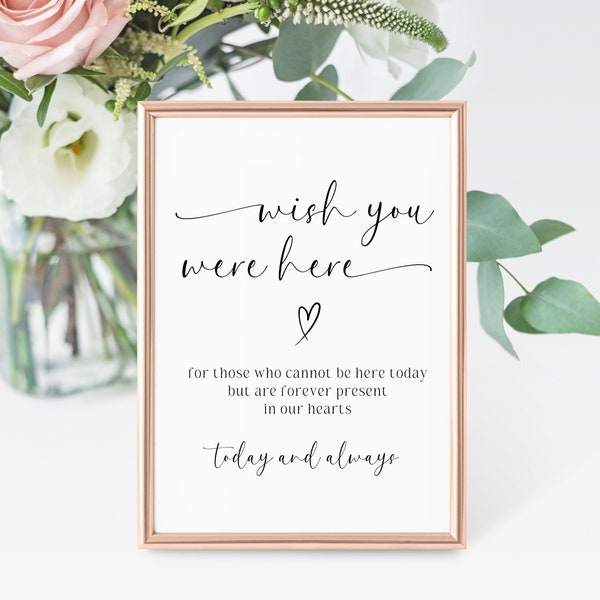 Wish You Were Here Sign, In Loving Memory PNG, Modern Wedding Sign, Watching From Heaven, Wedding In Memoriam, Forever In Our Hearts