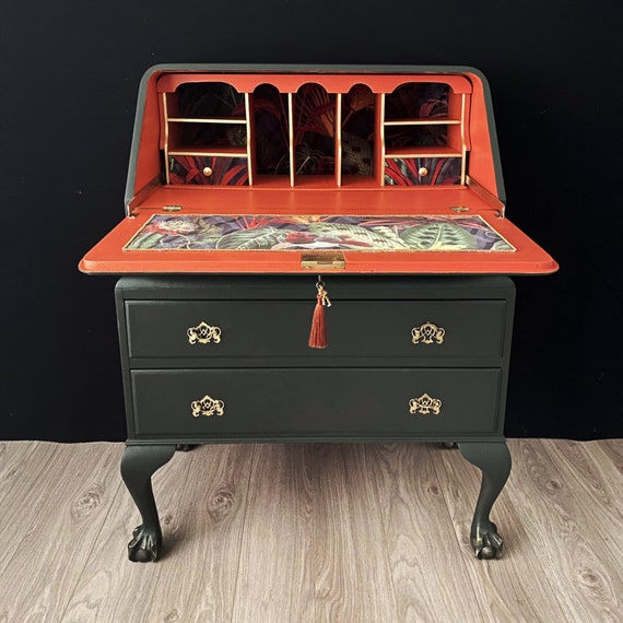 Stunning Orange and Grey Bureau Writing Desk Etsy UK