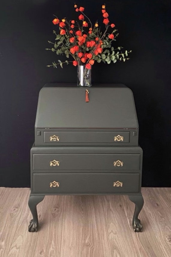 Stunning Orange and Grey Bureau Writing Desk Etsy UK