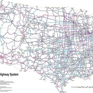 Unique highway map showing the current and historic system of U.S. routes