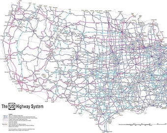 us highways map etsy