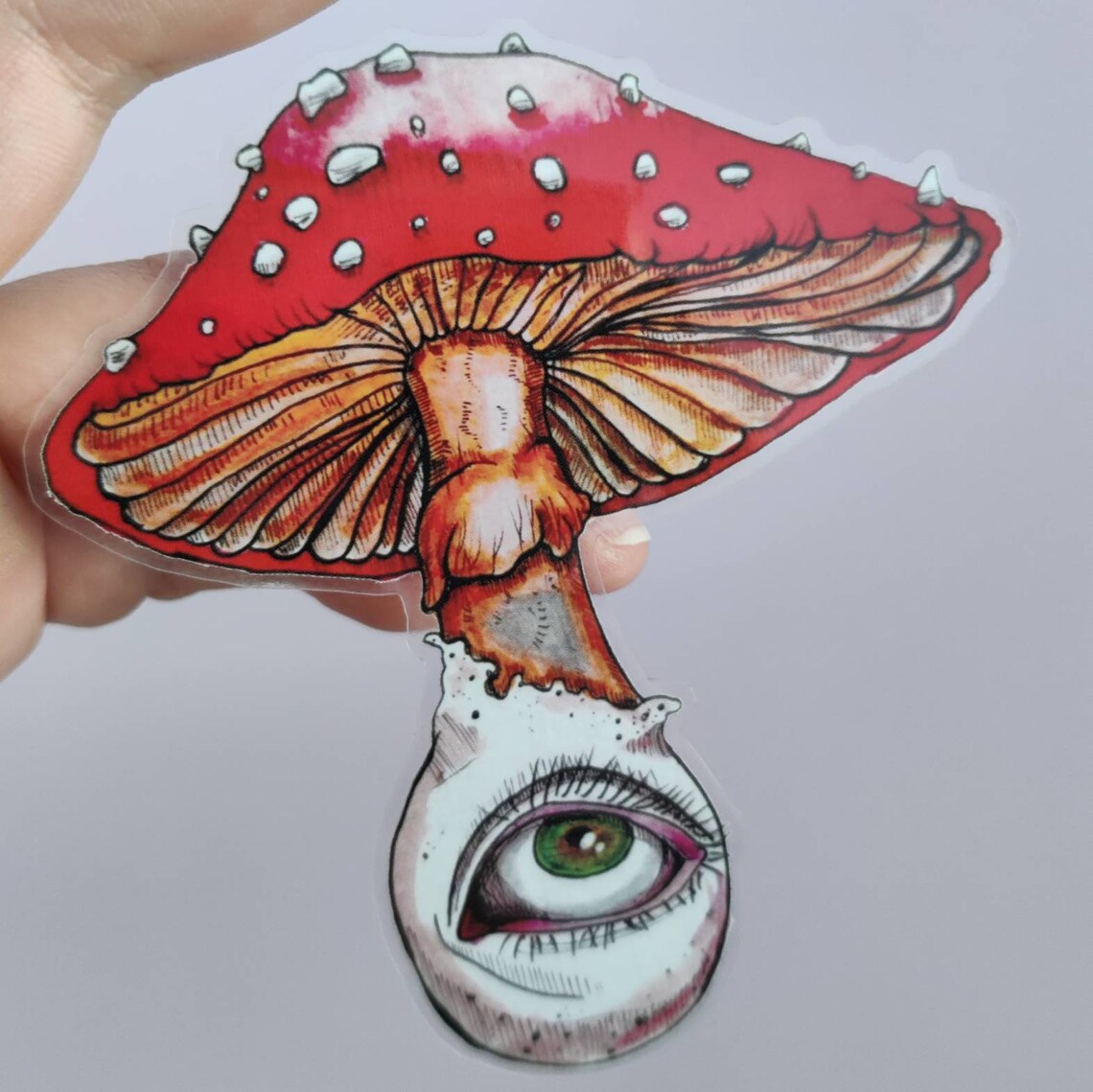 Mushroom with eye big and creepy botanical sticker Etsy
