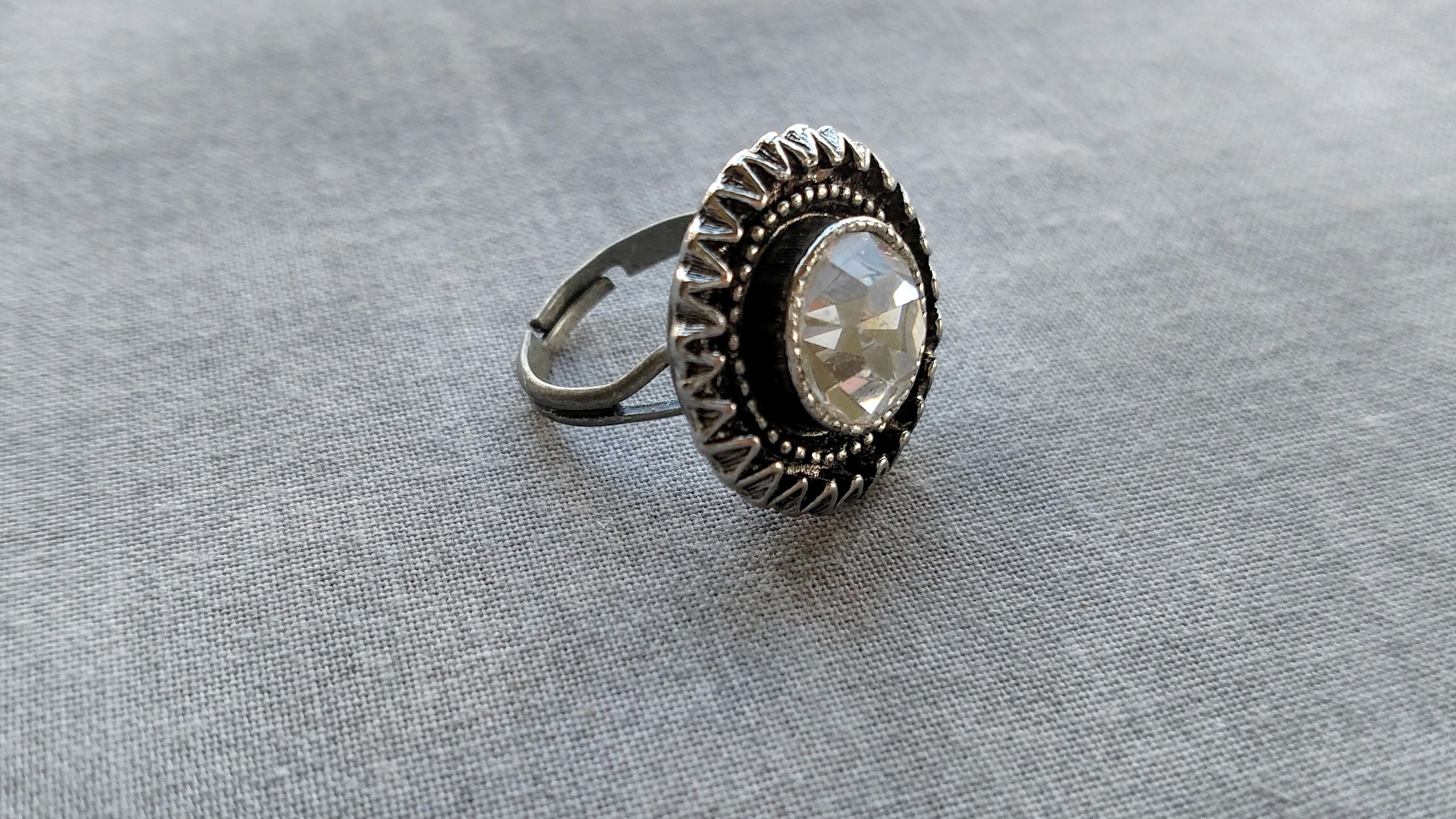 Gorgeous Sparkling Gem Metal Button Ring Adjustable Sizes 6-8 - Etsy