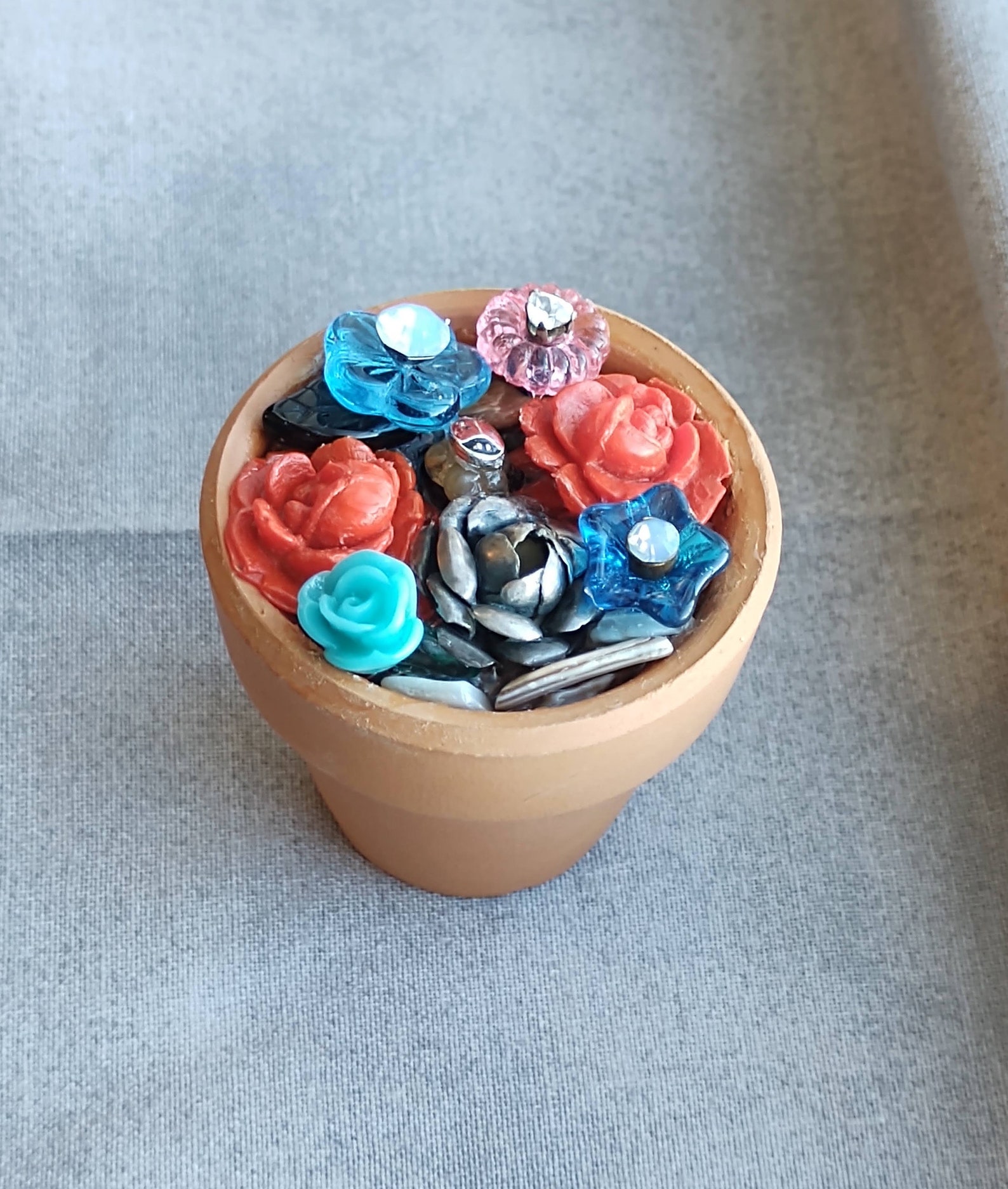 Mini Flower Pot Jewelry Garden 2 With Red and Silver Clipon Etsy