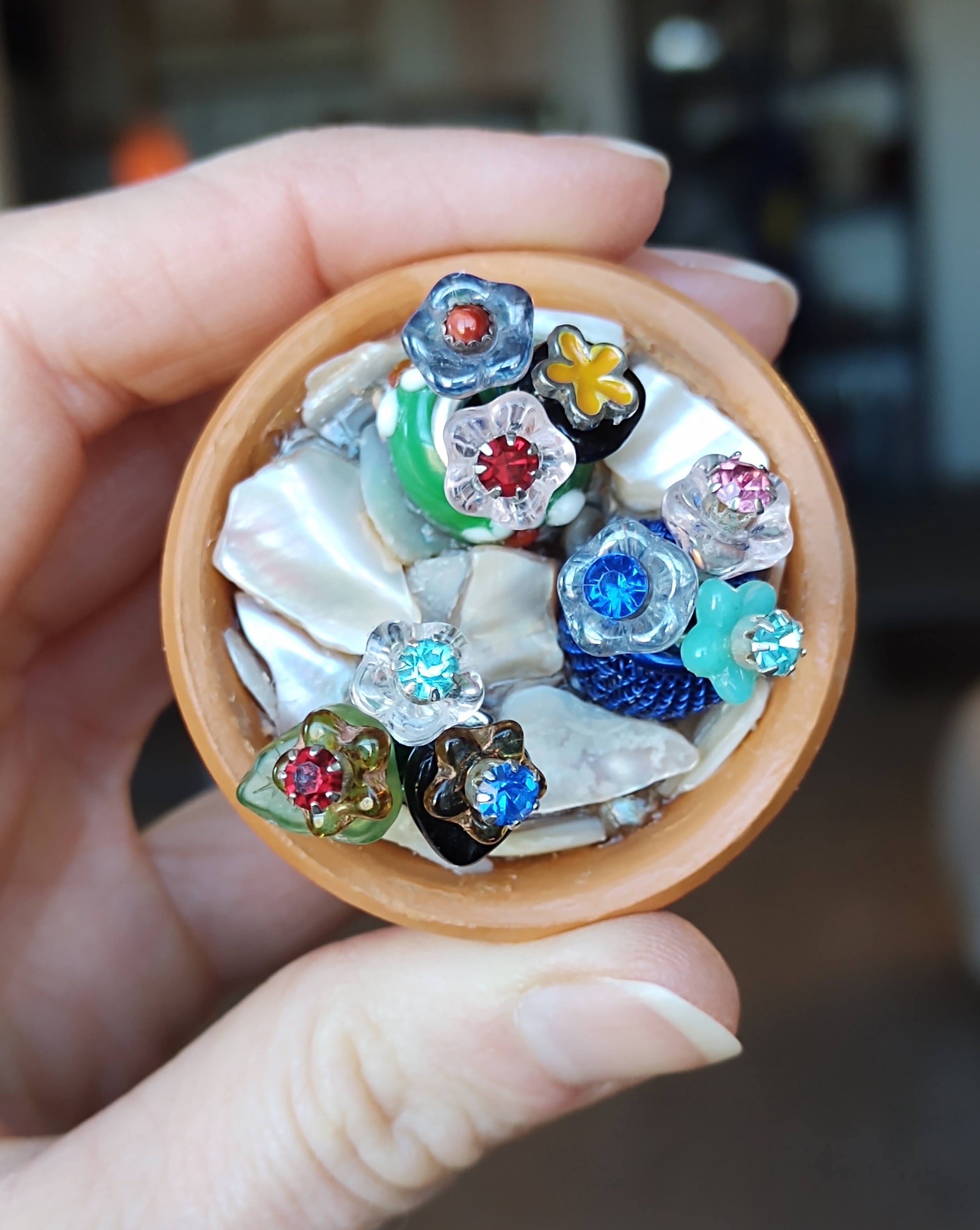 Mini Flower Pot Jewelry Garden 3 With 3 Tiny Flower Etsy