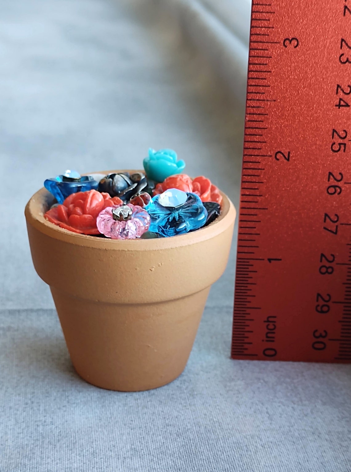 Mini Flower Pot Jewelry Garden 2 With Red and Silver Clipon Etsy