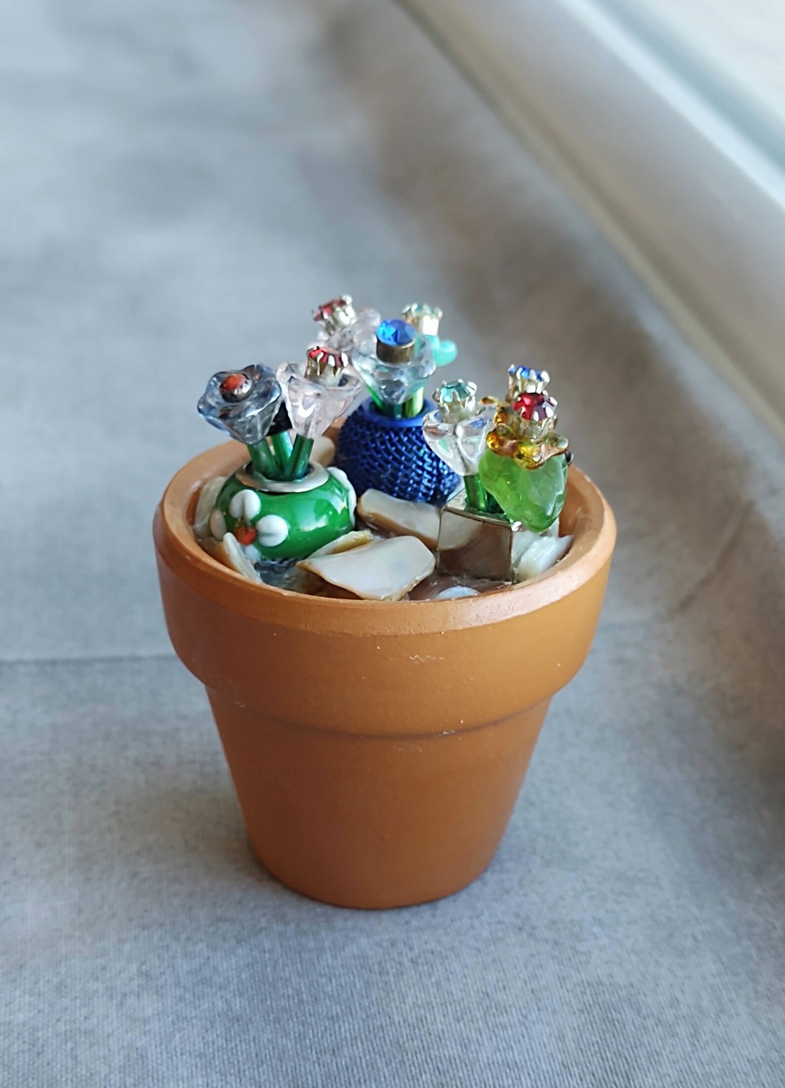 Mini Flower Pot Jewelry Garden 3 With 3 Tiny Flower Etsy