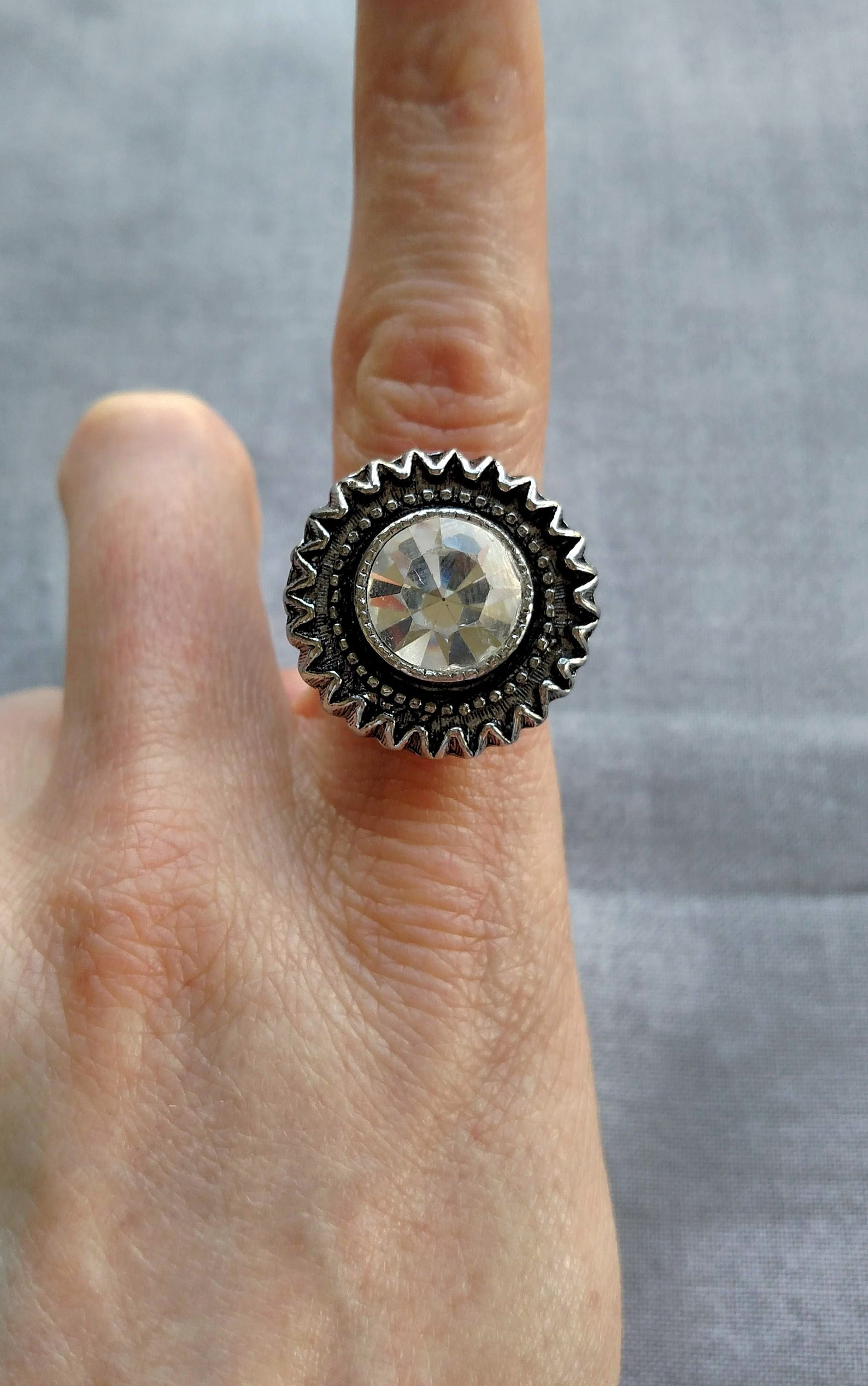 Gorgeous Sparkling Gem Metal Button Ring Adjustable Sizes 6-8 - Etsy