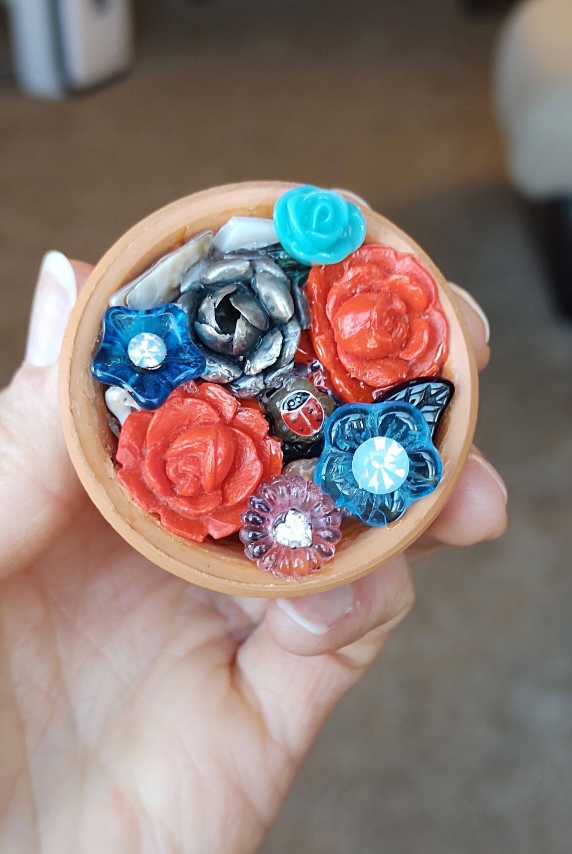 Mini Flower Pot Jewelry Garden 2 With Red and Silver Clipon Etsy