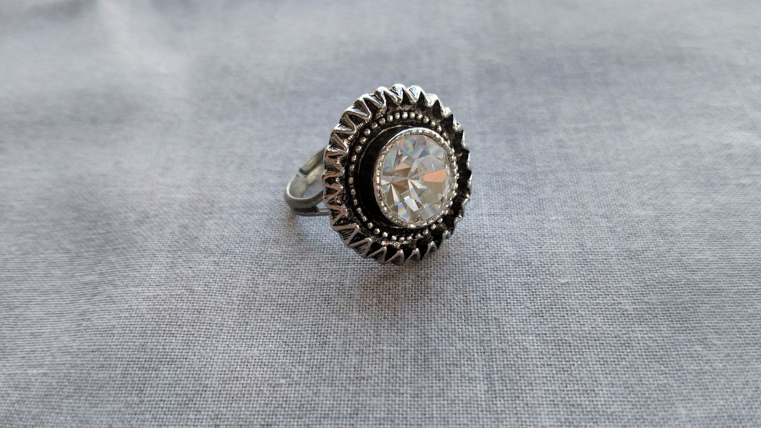 Gorgeous Sparkling Gem Metal Button Ring Adjustable Sizes 6-8 - Etsy