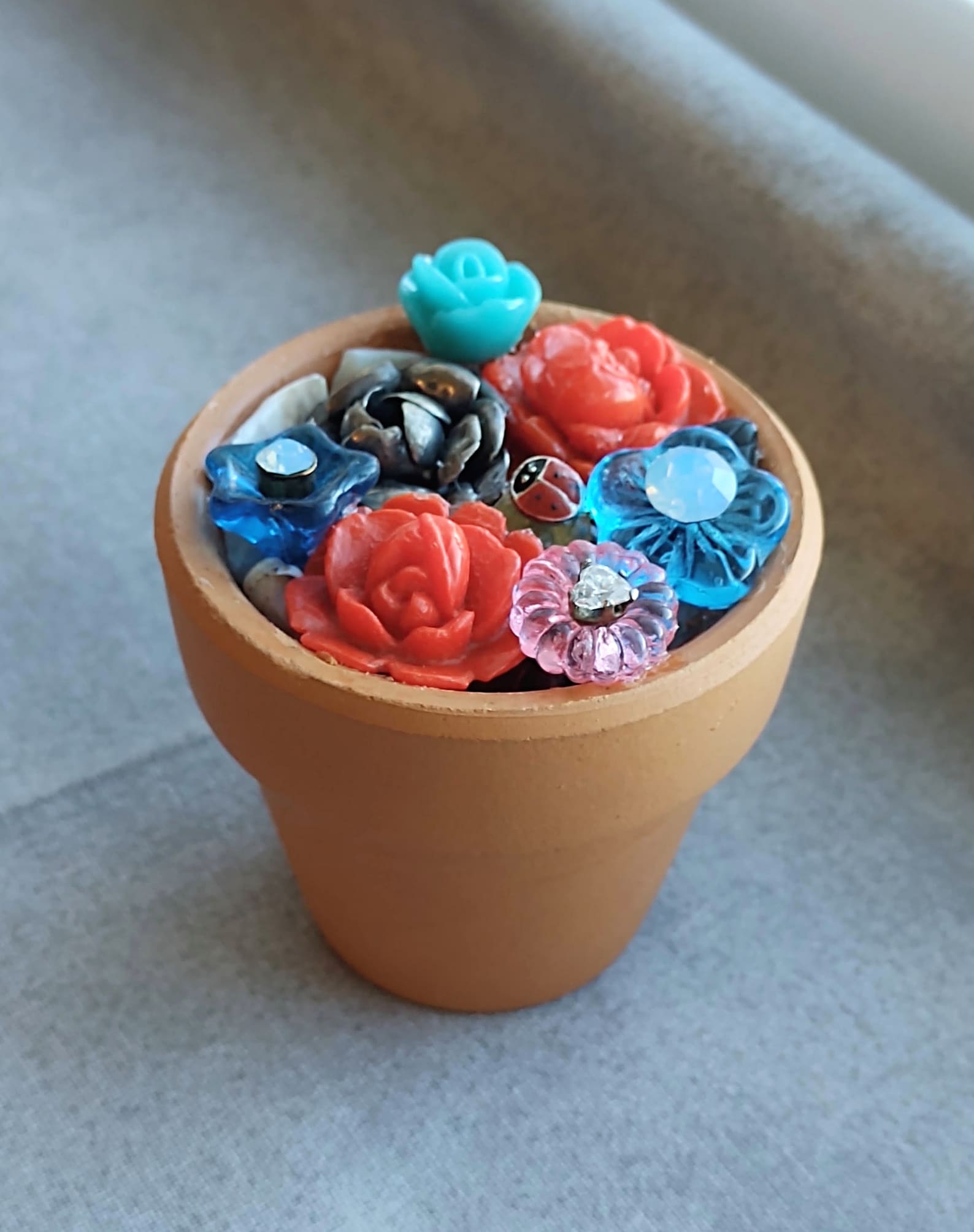 Mini Flower Pot Jewelry Garden 2 With Red and Silver Clipon Etsy