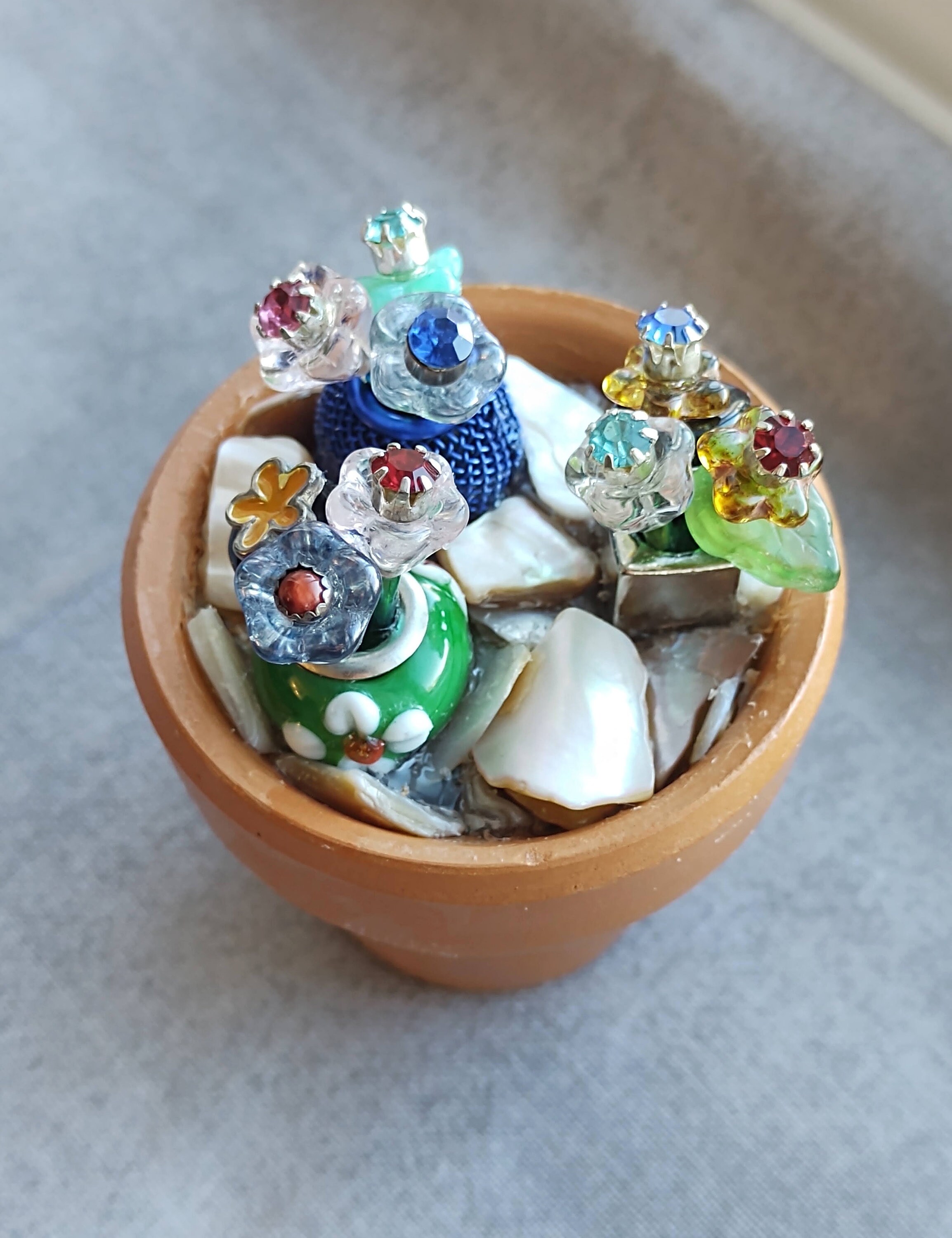 Mini Flower Pot Jewelry Garden 3 With 3 Tiny Flower Etsy