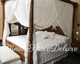 Canopies Netting Voile Drapes Bedding Pink White Girls Bed
