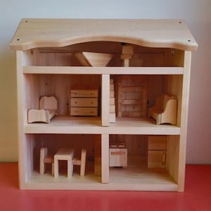 Waldorf playhouse with furniture included- Dollhouse - Elf house - Play house - Wooden playhouse - Montessori - Wood toys - Free shipping