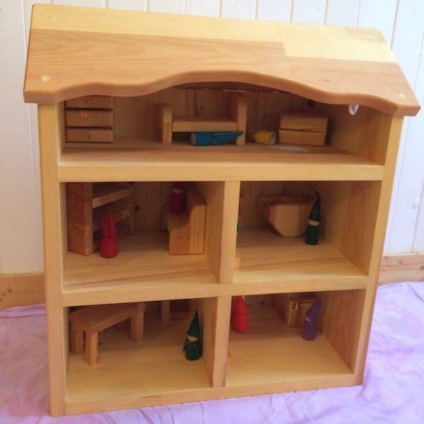 Waldorf playhouse with furniture included- Dollhouse - Elf house - Play house - Wooden playhouse - Montessori - Wood toys - Free shipping