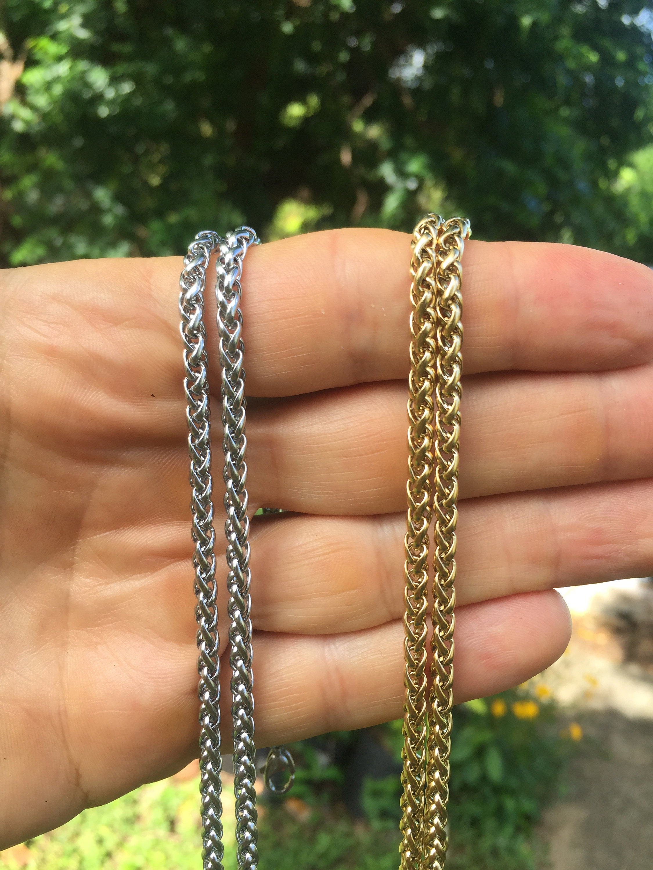 Men's 3.0mm Wheat Chain Necklace in Solid Stainless Steel - 22