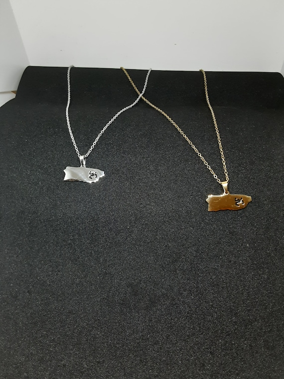Isla de Puerto Rico coqui taino stainless steel necklace