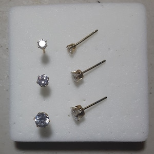 gold stainless steel CZ stud earrings round clear cubic zirconia stud earrings high quality waterproof