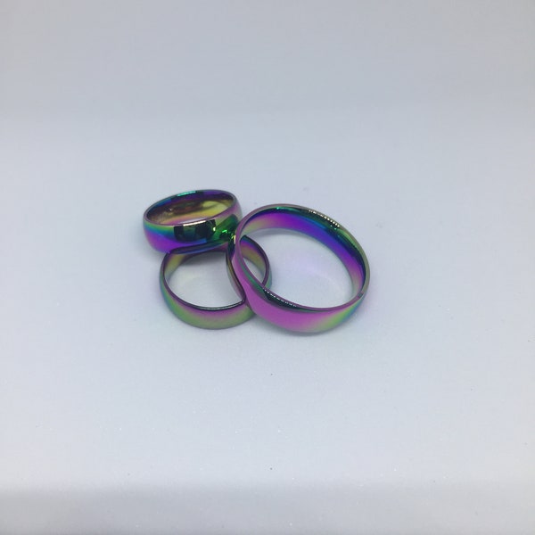 multicolor rainbow stainless steel band ring high quality waterproof