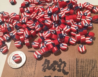 Puerto Rico flag flat round beads