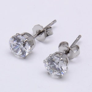 surgical steel CZ stud earrings  round clear cubic zirconia stud earrings high quality waterproof