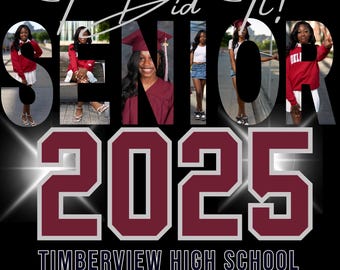 Graduation 2025 editable canva template. Custom graduate picture PNG sublimation, Senior 2025 with custom pictures.