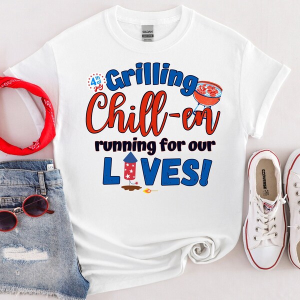 4th of July Grilling Chill-en Running for our lives PNG download